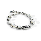 Colorful Life Bracelet, Solid Blocks, Sterling Silver, Mother of Pearl