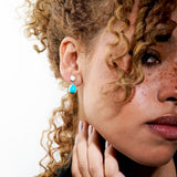 Colorful Life Short Drop Earrings, Sterling Silver, Turquoise, Mother of Pearl