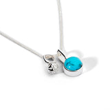 Colorful Life Necklace, Solid Sterling Silver, Treated Turquoise