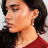 Colorful Life Drop Earrings, Sterling Silver, Lapis Lazuli, Amber, Mother of Pearl