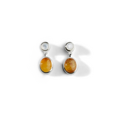 Colorful Life Short Drop Earrings, Sterling Silver, Amber, Mother of Pearl