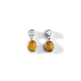 Colorful Life Short Drop Earrings, Sterling Silver, Amber, Mother of Pearl
