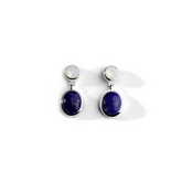 Colorful Life Short Drop Earrings, Sterling Silver, Lapis Lazuli, Mother of Pearl