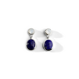 Colorful Life Short Drop Earrings, Sterling Silver, Lapis Lazuli, Mother of Pearl