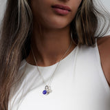 Colorful Life Necklace, Solid Sterling Silver, Lapis Lazuli