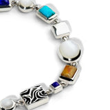 Colorful Life Bracelet, Solid Blocks, Sterling Silver, Gemstones