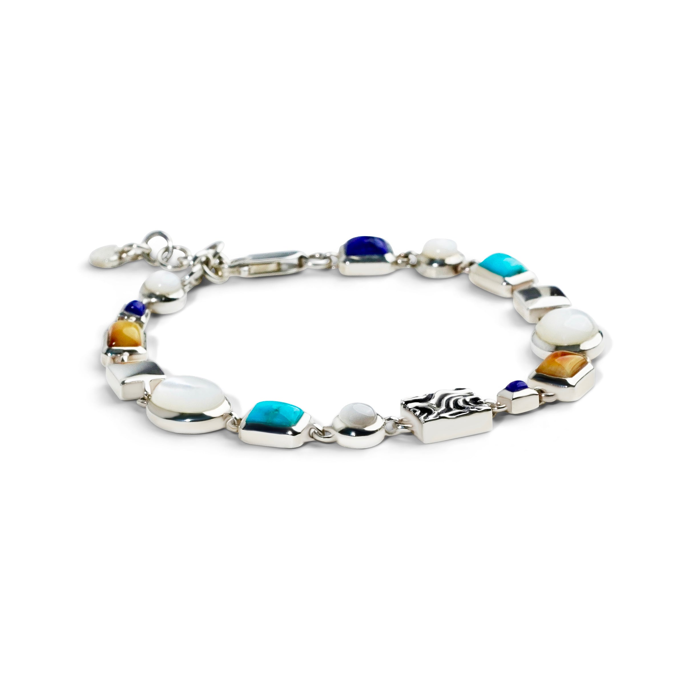 Colorful Life Bracelet, Solid Blocks, Sterling Silver, Gemstones