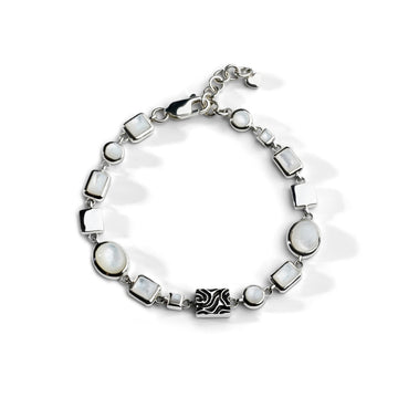 Colorful Life Bracelet, Solid Blocks, Sterling Silver, Mother of Pearl