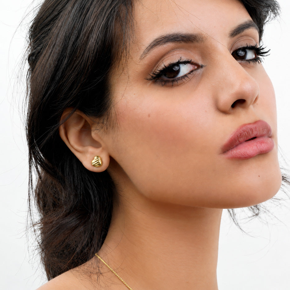 L'Amour Croissant Stud Earrings, Sterling Silver, Gold Vermeil