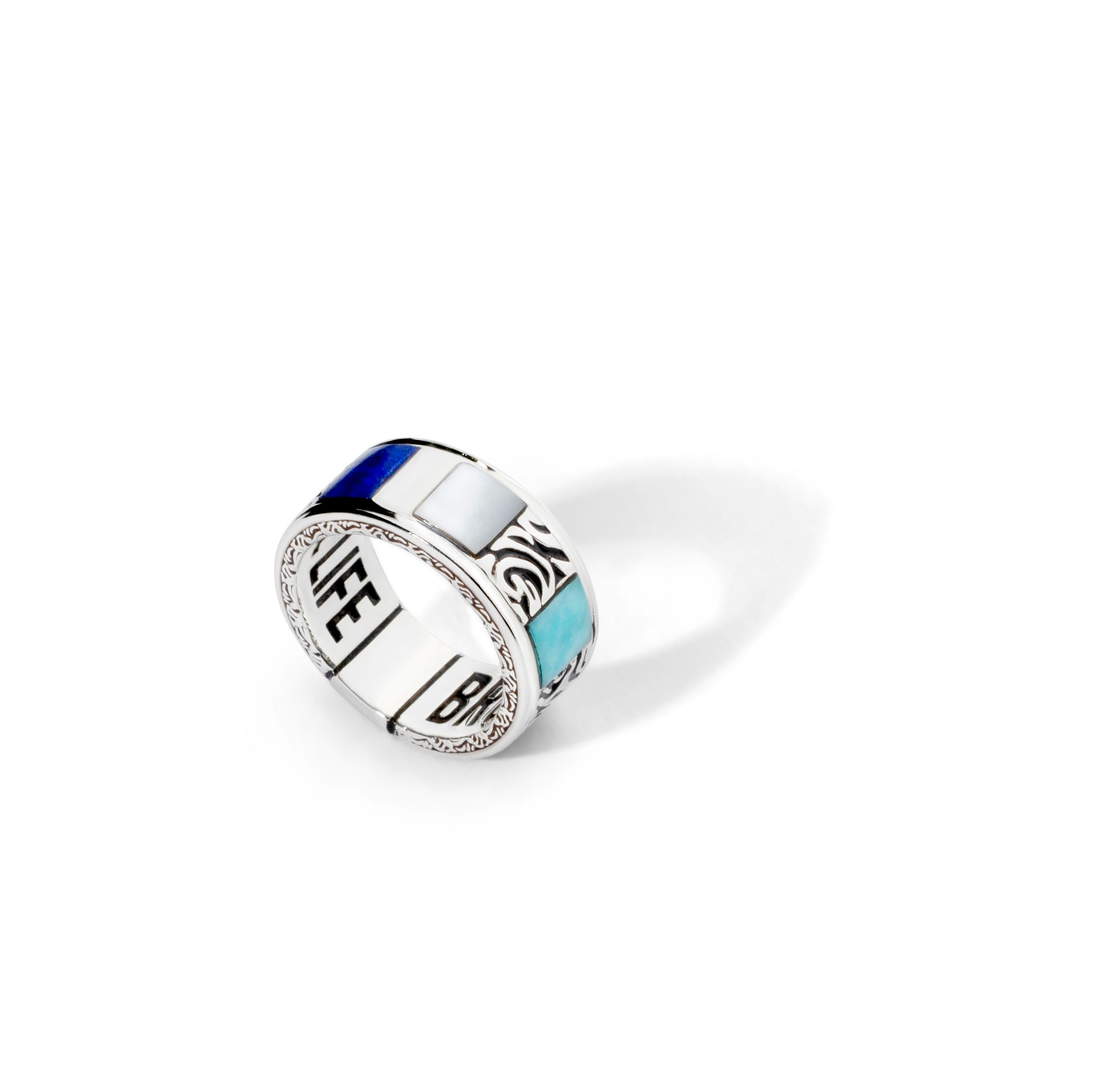 Colorful Life Band, Solid Sterling Silver, Gemstones