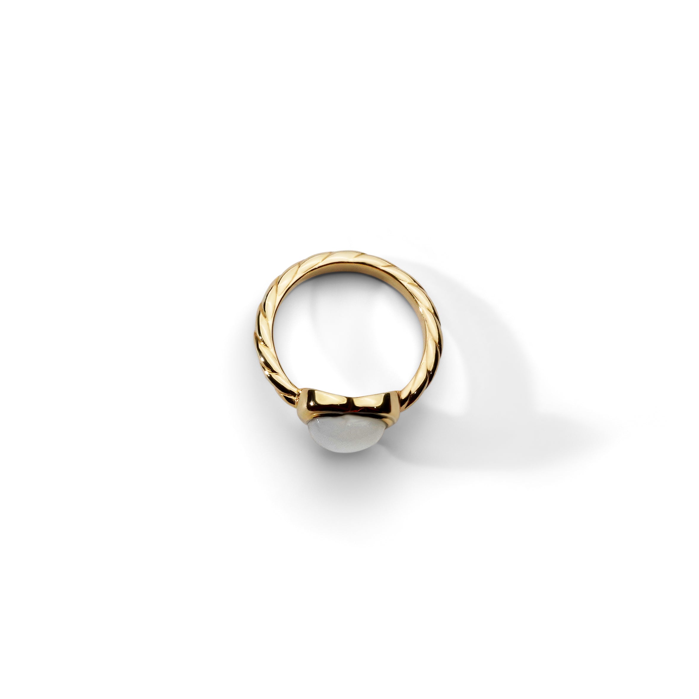 L'Amour Croissant Ring, Sterling Silver, Gold Vermeil, Mother of Pearl