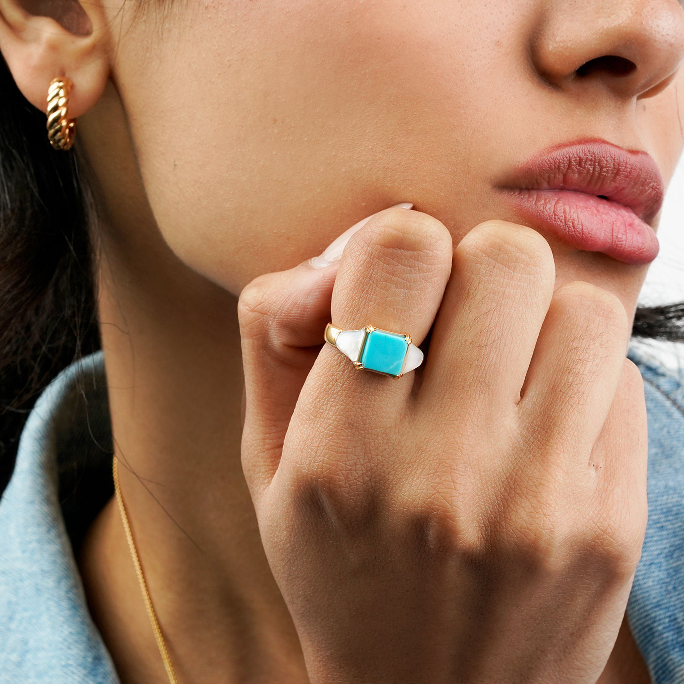 Colorful Life Ring, Sterling Silver, Gold Vermeil, Turquoise, Mother of Pearl