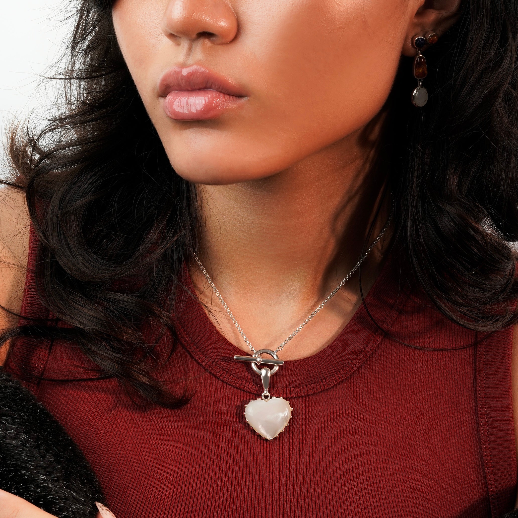 Colorful Life Toggle Necklace, Solid Sterling Silver, Mother of Pearl