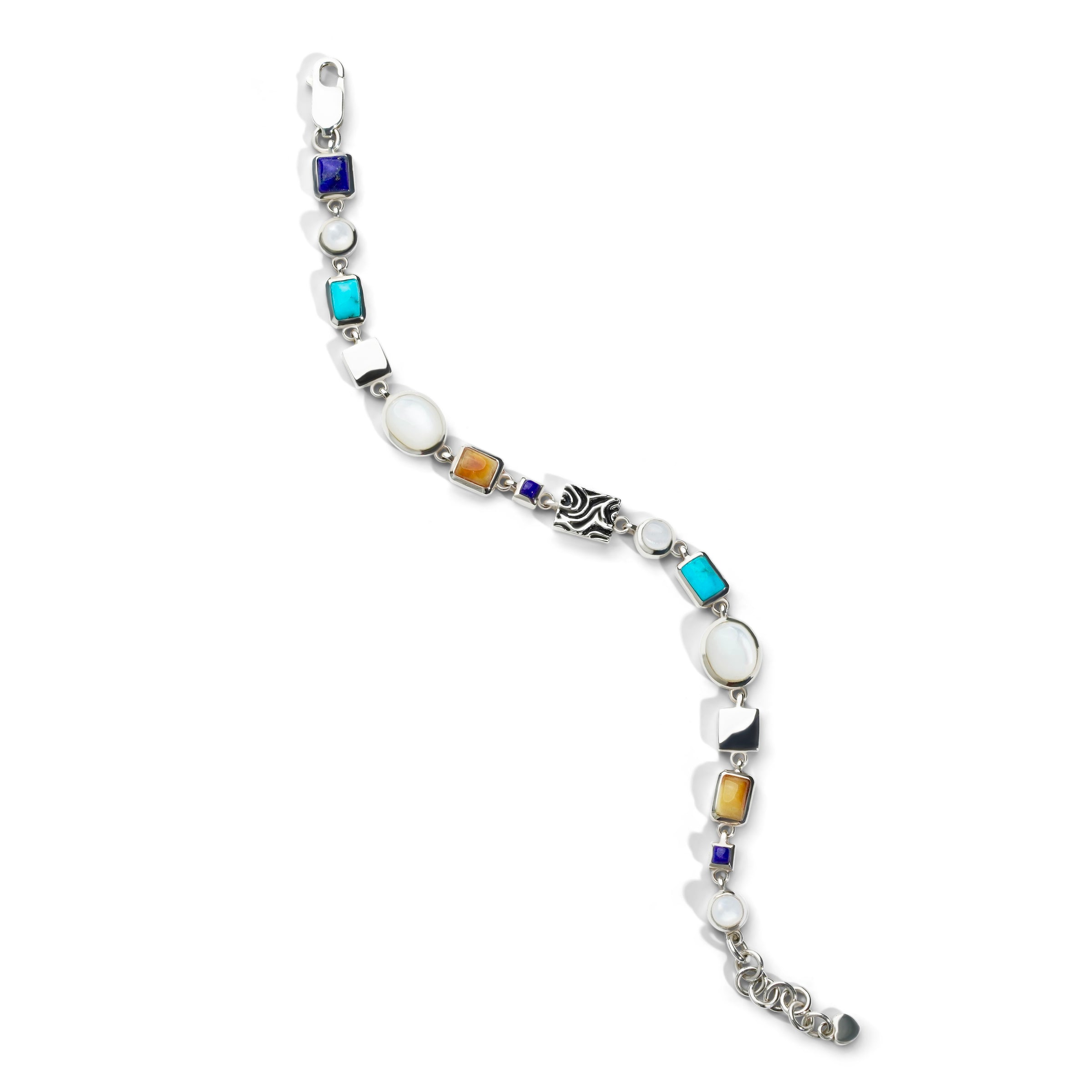 Colorful Life Bracelet, Solid Blocks, Sterling Silver, Gemstones