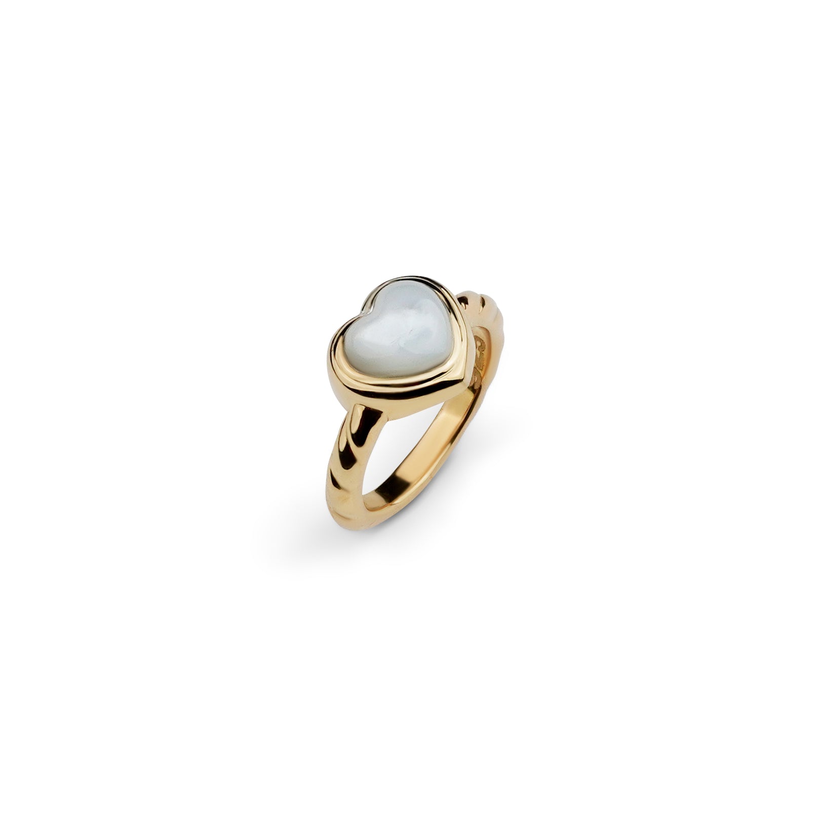 L'Amour Croissant Ring, Sterling Silver, Gold Vermeil, Mother of Pearl