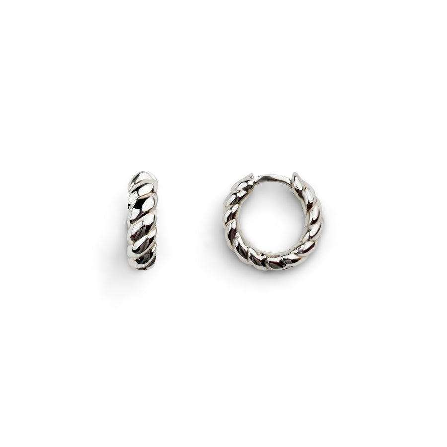 L'Amour Croissant Hoop Earrings, Sterling Silver