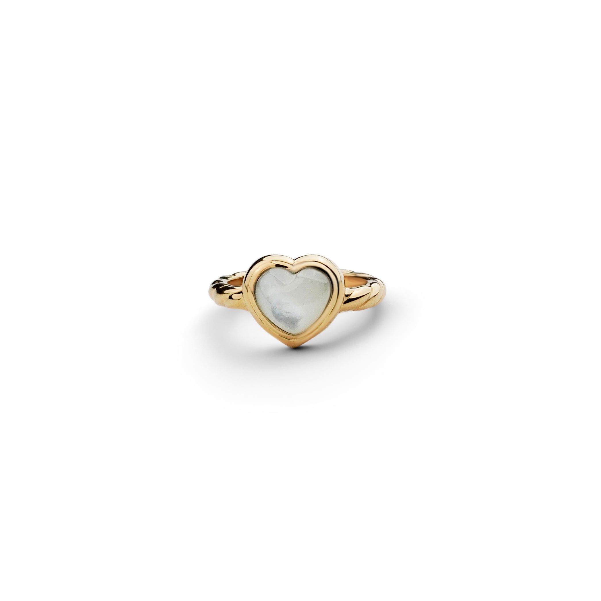 L'Amour Croissant Ring, Sterling Silver, Gold Vermeil, Mother of Pearl