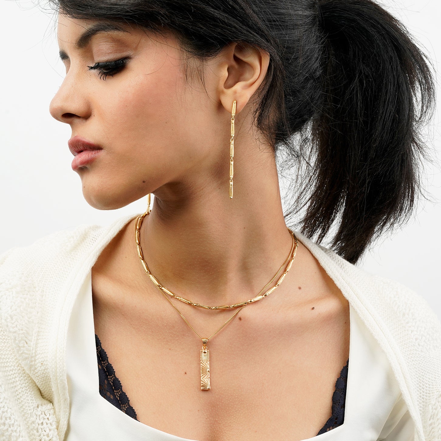 Maldiva Collar Necklace, Sterling Silver, Gold Vermiel