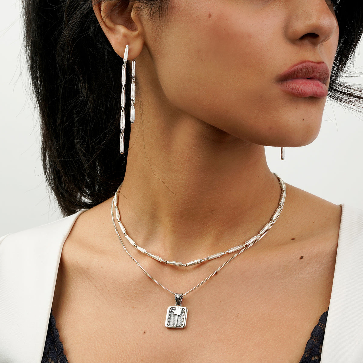 Maldiva Drop Earrings, Sterling Silver