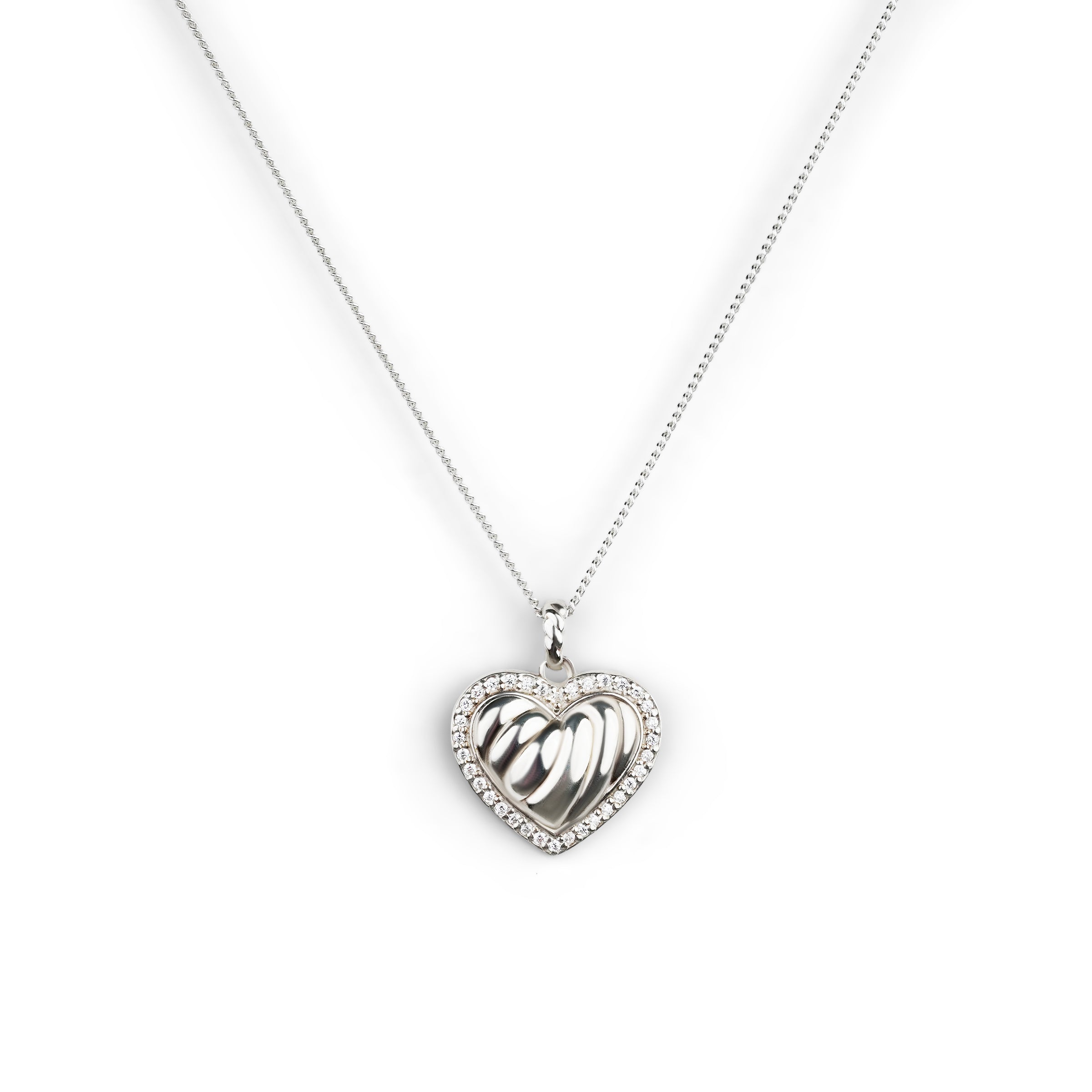 L'Amour Croissant Necklace, Sterling Silver, Gemstones