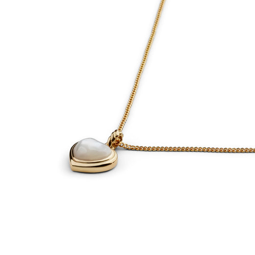 L'Amour Croissant Necklace, Sterling Silver, Gold Vermeil, Mother of Pearl
