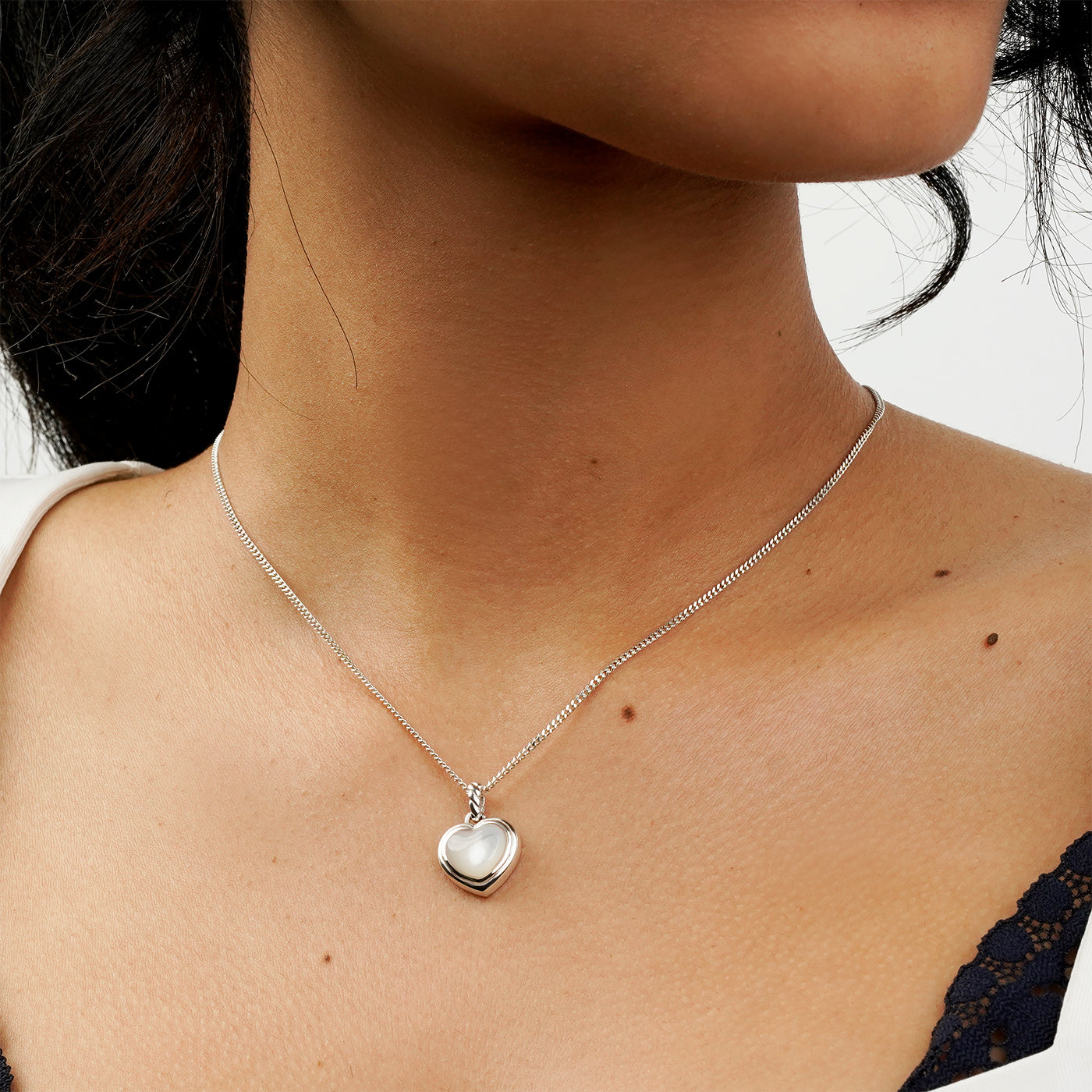 L'Amour Croissant Necklace, Sterling Silver, Mother of Pearl