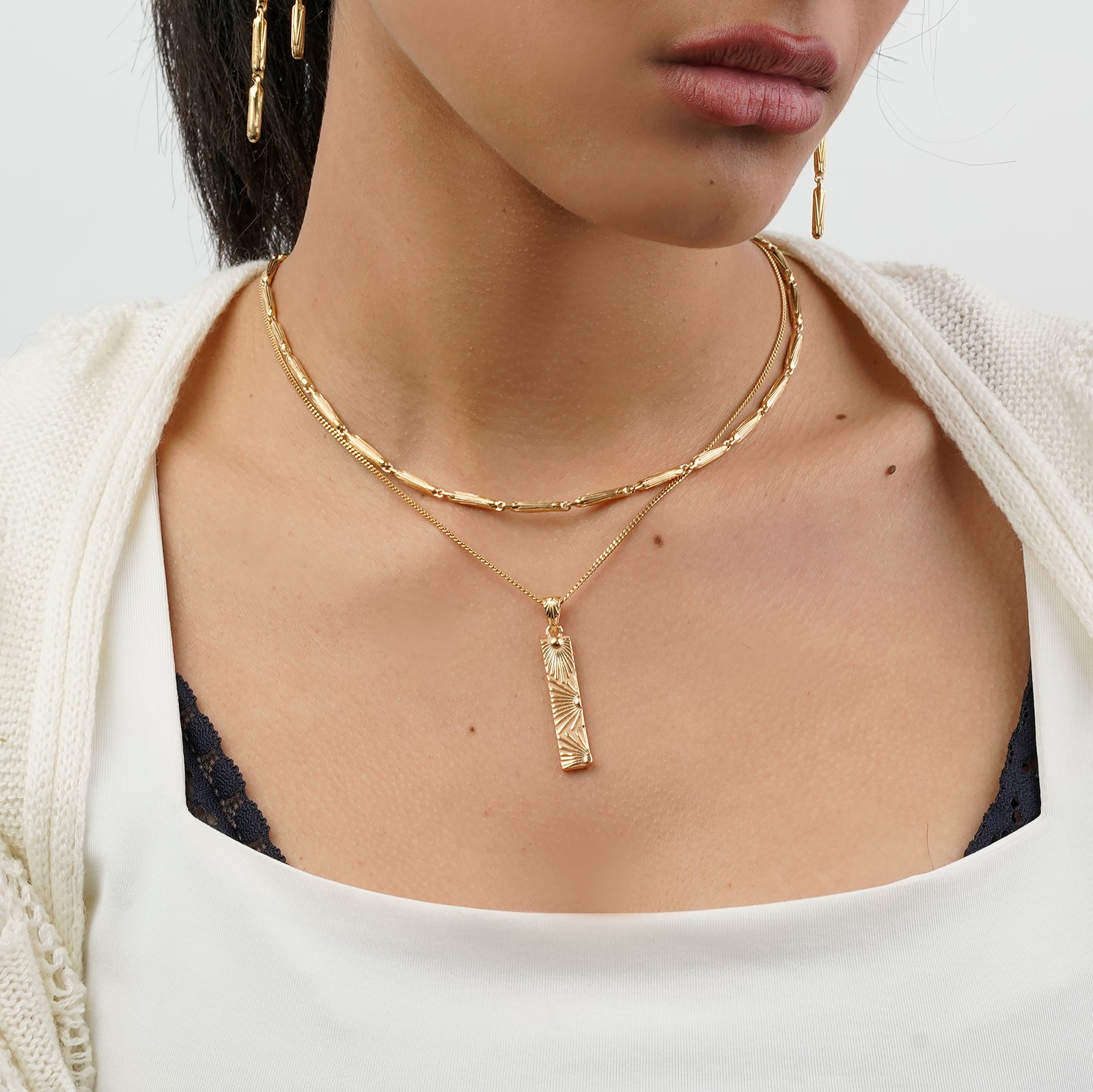 Maldiva Necklace, Sterling Silver, Gold Vermiel