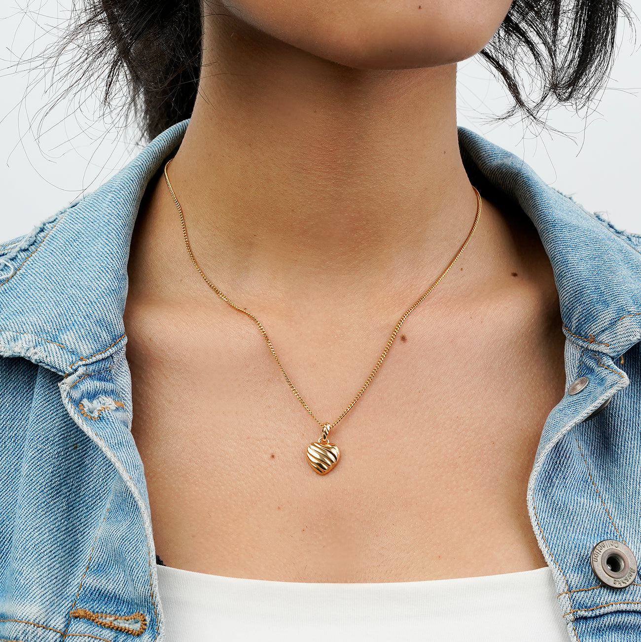 L'Amour Croissant Heart Necklace, Sterling Silver, Gold vermeil