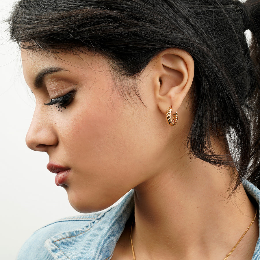 L'Amour Croissant Hoop Earrings, Sterling Silver, Gold vermeil