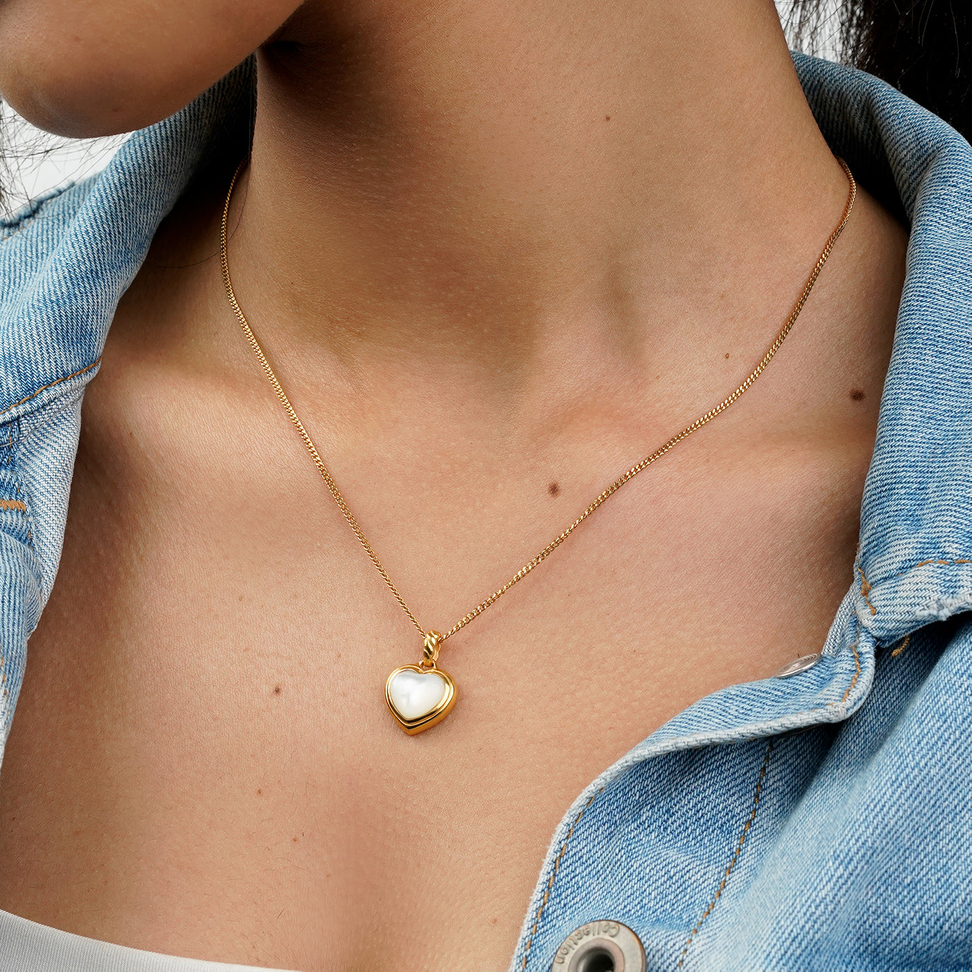 L'Amour Croissant Necklace, Sterling Silver, Gold Vermeil, Mother of Pearl